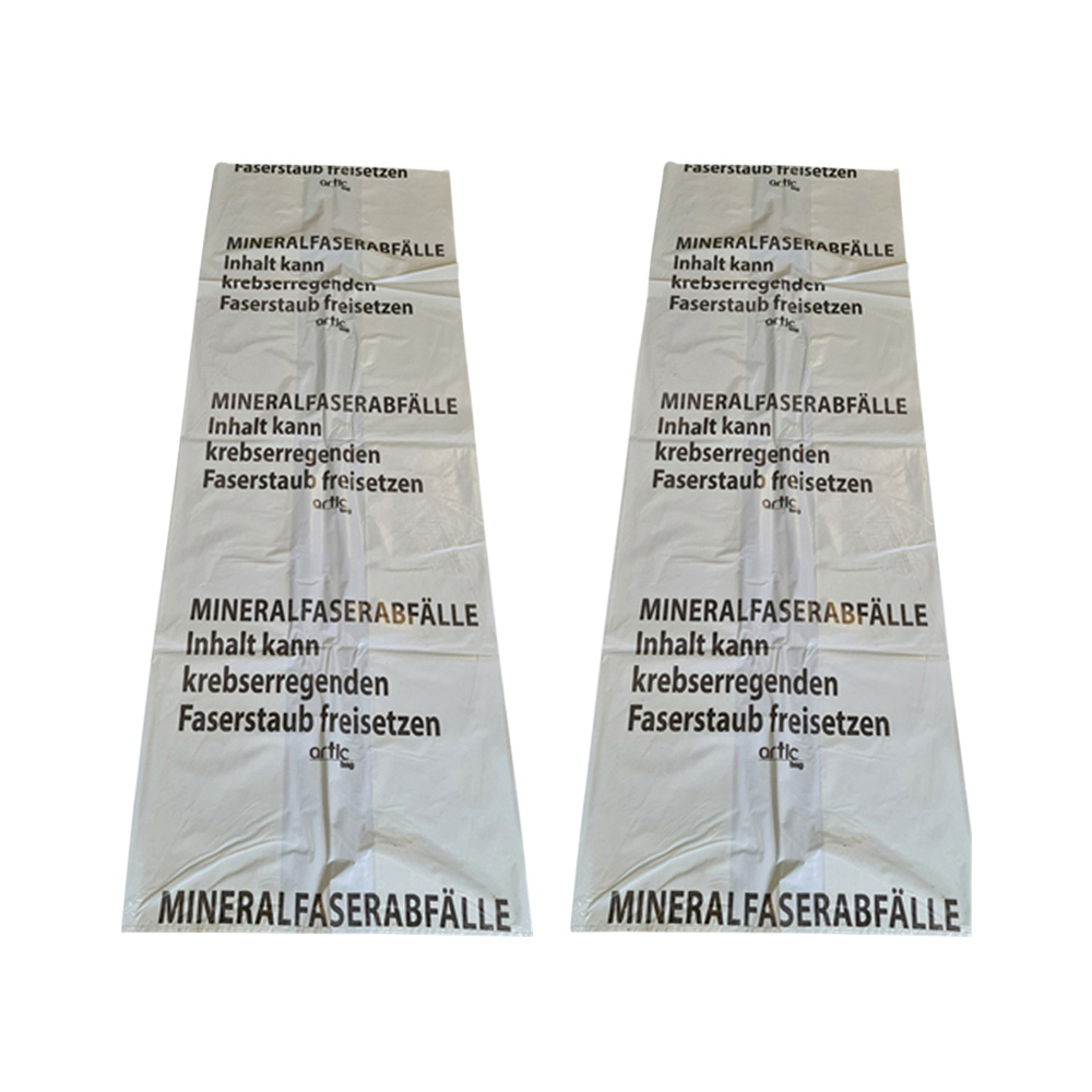 Mineralwollsäcke, KMF-PE-Sack, 140 x 220 cm, Druck Mineralwolle, weiß, extra-stark 